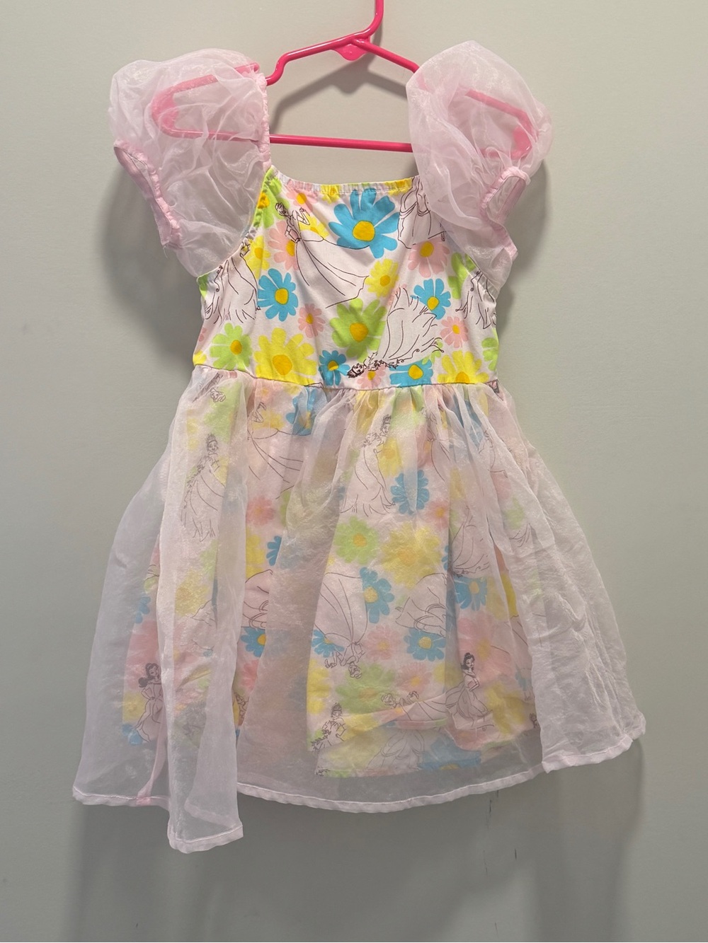 Disney Pink Floral Dress with Blue and Yellow Flowers